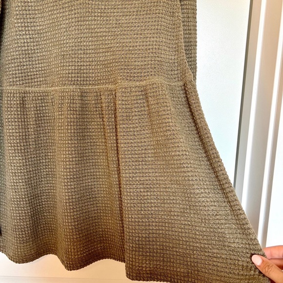 Chance To Shine Olive Peplum Waffle Knit Blouse - Picture 4 of 6